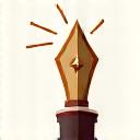 An icon of a fountain pen with a starburst behind it.