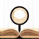 An icon of an open book with a magnifying glass over it.